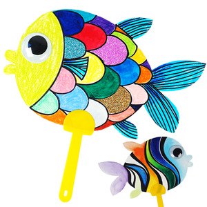 맘아트 부채 만들기 2개 물고기 DIY 바다 여름 방과후 수업 미술 돌봄