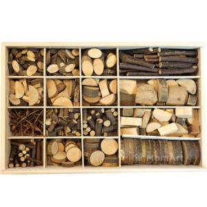 맘아트 천연 나무조각 모음 16칸 세트 자연물 곤충만들기 나뭇조각